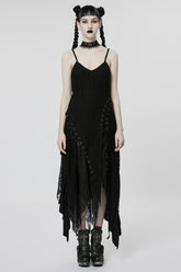 Robe Punk Femme en Maille Irrégulière avec Coutures Noires